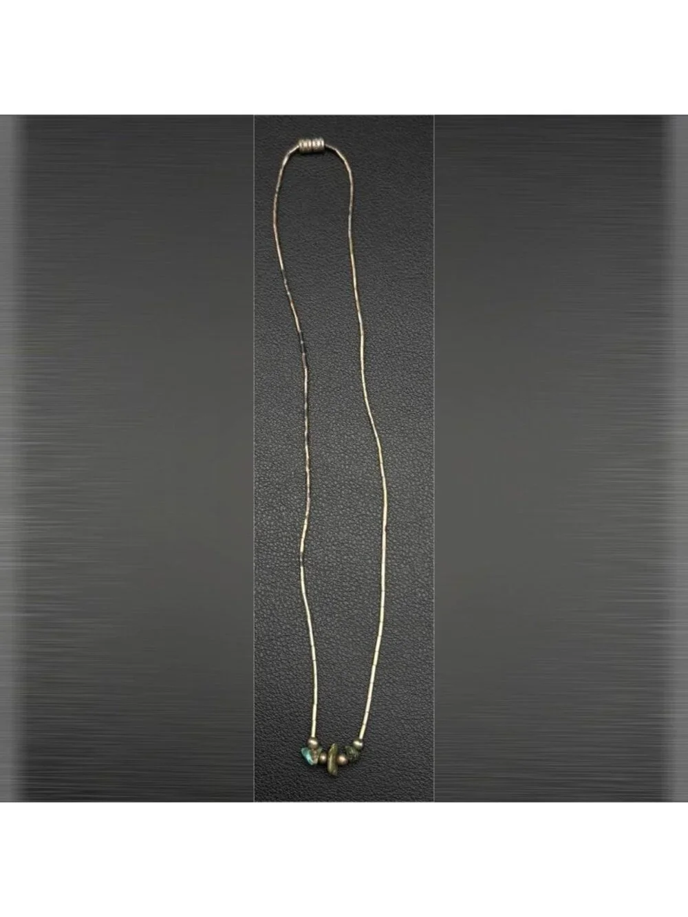 Native American Liquid Silver Heishi Necklace Turquoise & Shell Nugget Center Be - Picture 1 of 7